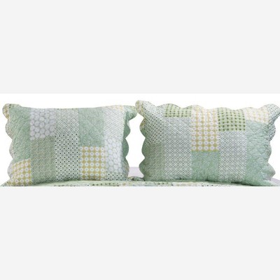 Juniper Sage Green Cotton Blend Quilted Pillow Sham