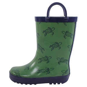 Hudson Baby Infant Boy Rain Boots, Green Turtles - 1 of 4