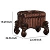 Royal Hampton Tufted Fabric Upholstered Wooden Vanity Stool with Scrolled Legs, Cherry Oak brown - 3 of 4