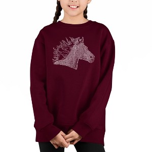 LA Pop Art Horse Mane - Girl's Word Art Crewneck Sweatshirt - 1 of 3