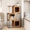 Tangkula Modern Cat Tree for Indoor Kittens Cat Tower House w/ Metal Frame Large Platform - 3 of 4