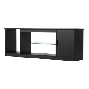 VEVOR TV Stand for TVs up to 65 inch, Modern Entertainment Center with Light Strip, Wooden TV Cabinet Storage with Glass Shelf, Black - 1 of 4
