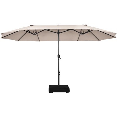 Tangkula 15FT Double-Sided Twin Patio Umbrella with Base Extra-Large Market Umbrella