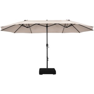 Tangkula 15FT Double-Sided Twin Patio Umbrella with Base Extra-Large Market Umbrella - 1 of 4
