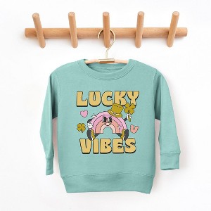 The Juniper Shop Lucky Vibes Cartoon Rainbow Toddler Graphic Sweatshirt - 1 of 3
