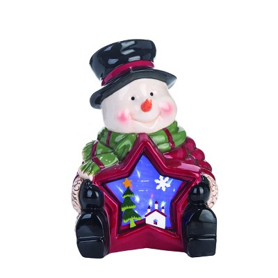 Transpac Dolomite 10 in. Multicolor Christmas Light Up Scene Snowman