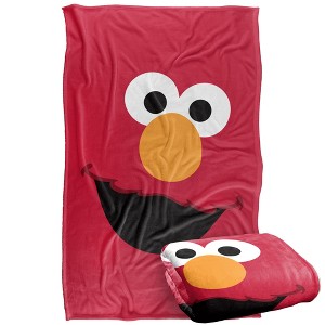 Kids' Sesame Street Elmo Face Silky Touch Blanket White 36X58 - 1 of 4