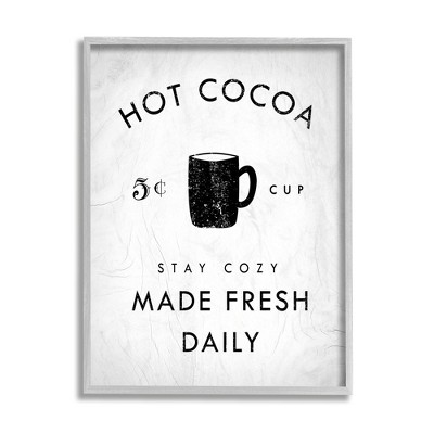 Stupell Industries Vintage Style Hot Cocoa Sign Minimal Winter Design