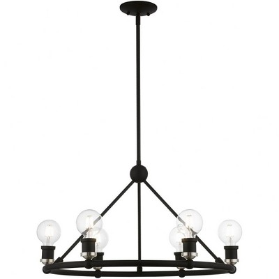 Contemporary Lansdale 6-Light Chandelier in Black and Brushed Nickel