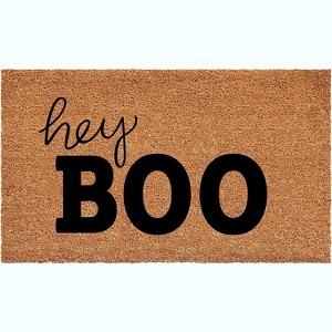 HomeRoots 24" X 36" Black And Natural Halloween Halloween Hey There Outdoor Coir Door Mat - 1 of 4