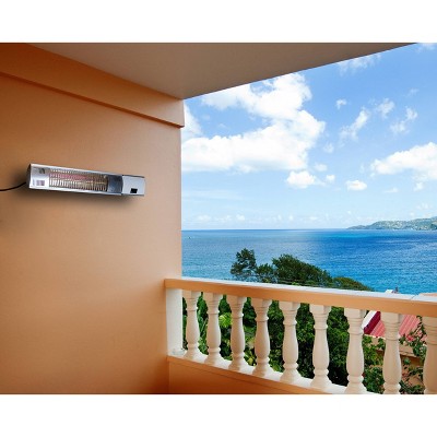 Silver Wall Mounted Infrared Electric Outdoor Heater with Remote