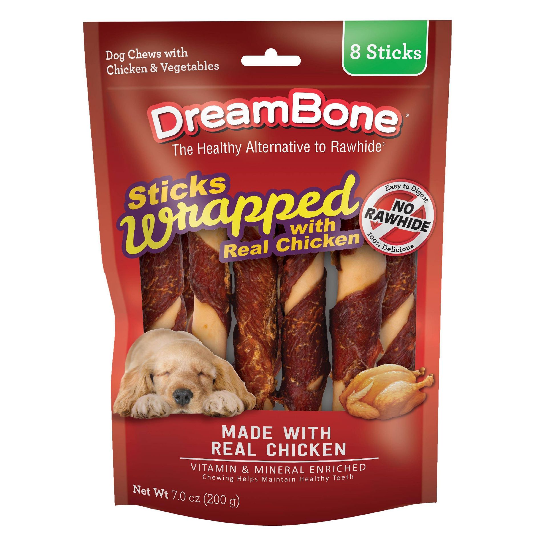DreamBone Sticks Chicken and Vegetable Flavor Rawhide Alternatives - 7oz