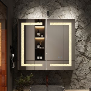 Famapy White Anti-Fog Mirror Bathroom Medicine Cabinet Wall Mount Cabinet With 3-Color LED Lights - 1 of 4
