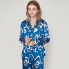 Anna-Kaci Lounge Women's Eel Print Pajama Set with Button Down Long Sleeve Top and Relaxed Fit Wide Leg Woven Pants - 3 of 4