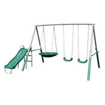The Swing Company Northridge Metal Swing Set with Saucer Swing and 5' Slide