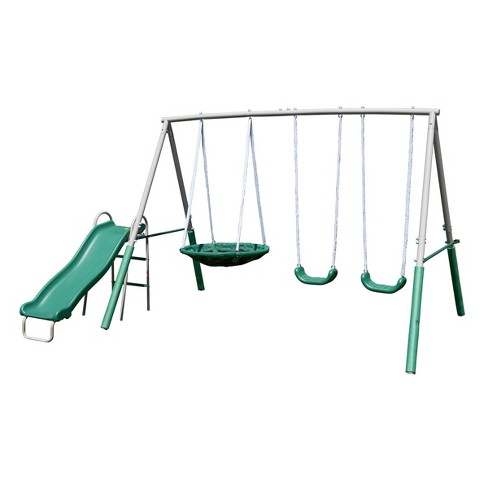 The Swing Company Northridge Metal Swing Set With Saucer Swing And