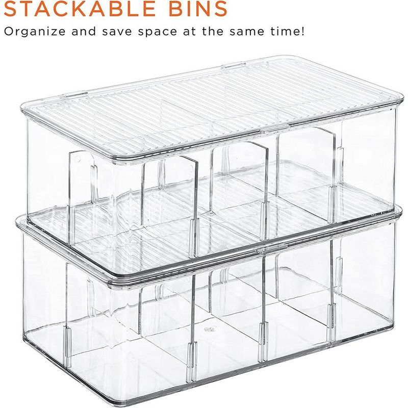 Sorbus Storage Bins For Pantry With Dividers & Lids (2 Pack), 2 of 7
