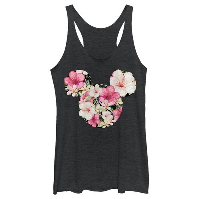Women's Mickey & Friends Pink Floral Mickey Mouse Logo Racerback Tank Top