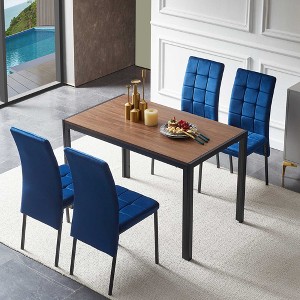 Okak Modern Nordic Velvet Dining Chairs Set of 4, Kitchen Side Chairs with Gold Metal Legs & High Back Cushion for Dining Room - 1 of 4