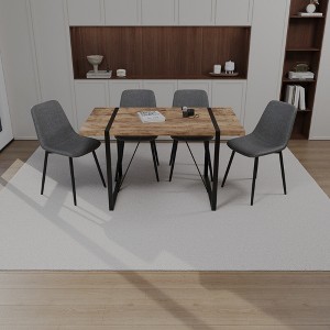 5-Piece Dining Set with Rectangle Kitchen Table and 4 Suede Armless Chairs - 1 of 4