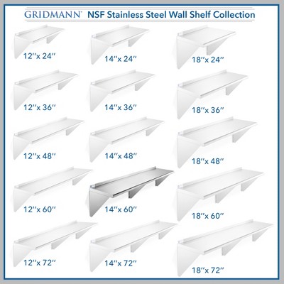 Commercial-Grade 60" Stainless Steel Wall-Mount Shelf with Backsplash