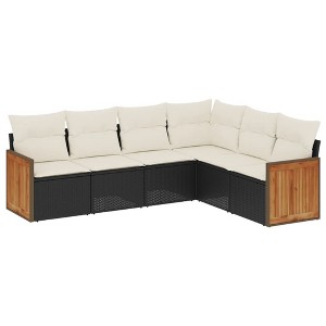 vidaXL Garden Sofa Set Black PE rattan, powder-coated steel, 100% polyester - 1 of 4
