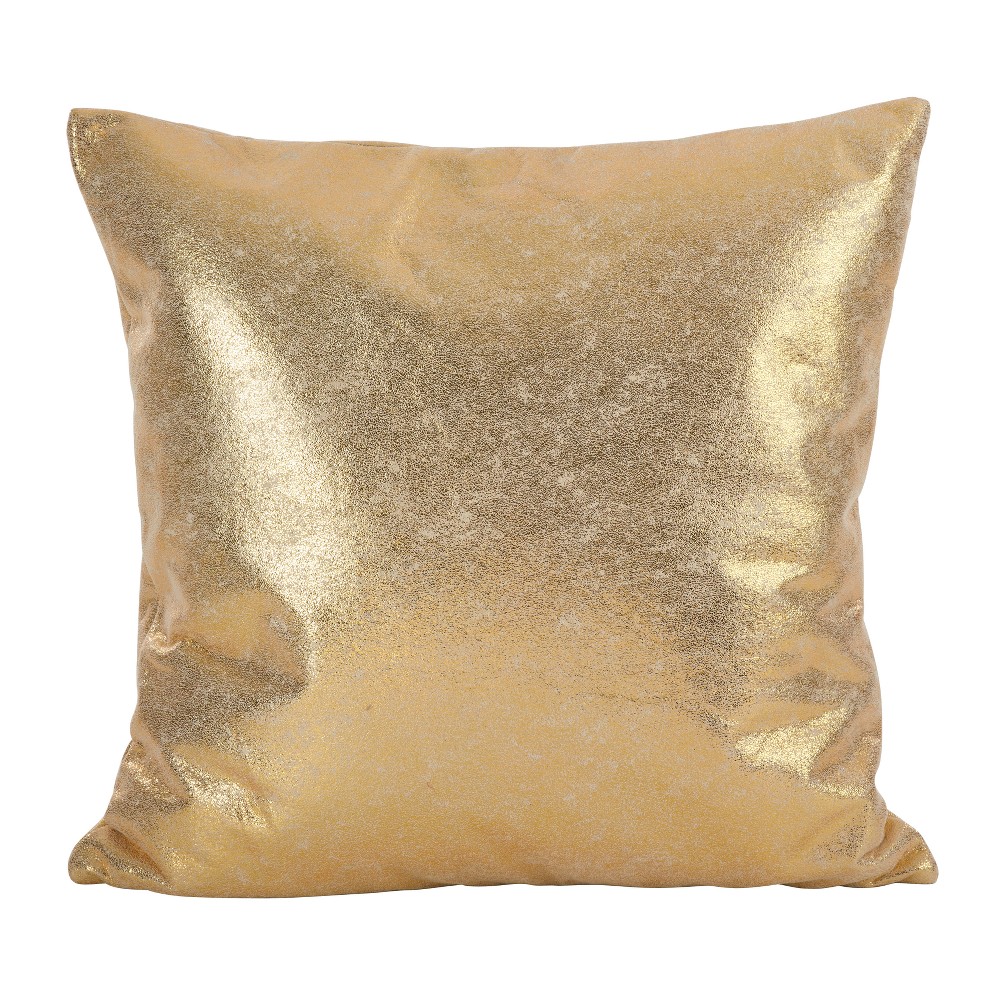Photos - Pillow 20"x20" Shimmering Metallic Design Down Filled Throw  Gold - Saro Li