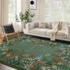 8x10 Washable Rugs Non Slip - Large Floral Area Rug for Living Room, Bedroom (Green) - 2 of 4