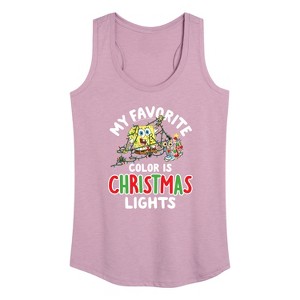 Women's - SpongeBob SquarePants - My Favorite Color Is Christmas Lights Graphic Racerback Tank - 1 of 4
