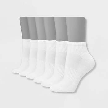 Hanes Performance Women's Extended Size Cushioned 6pk Ankle Athletic Socks - White 8-12