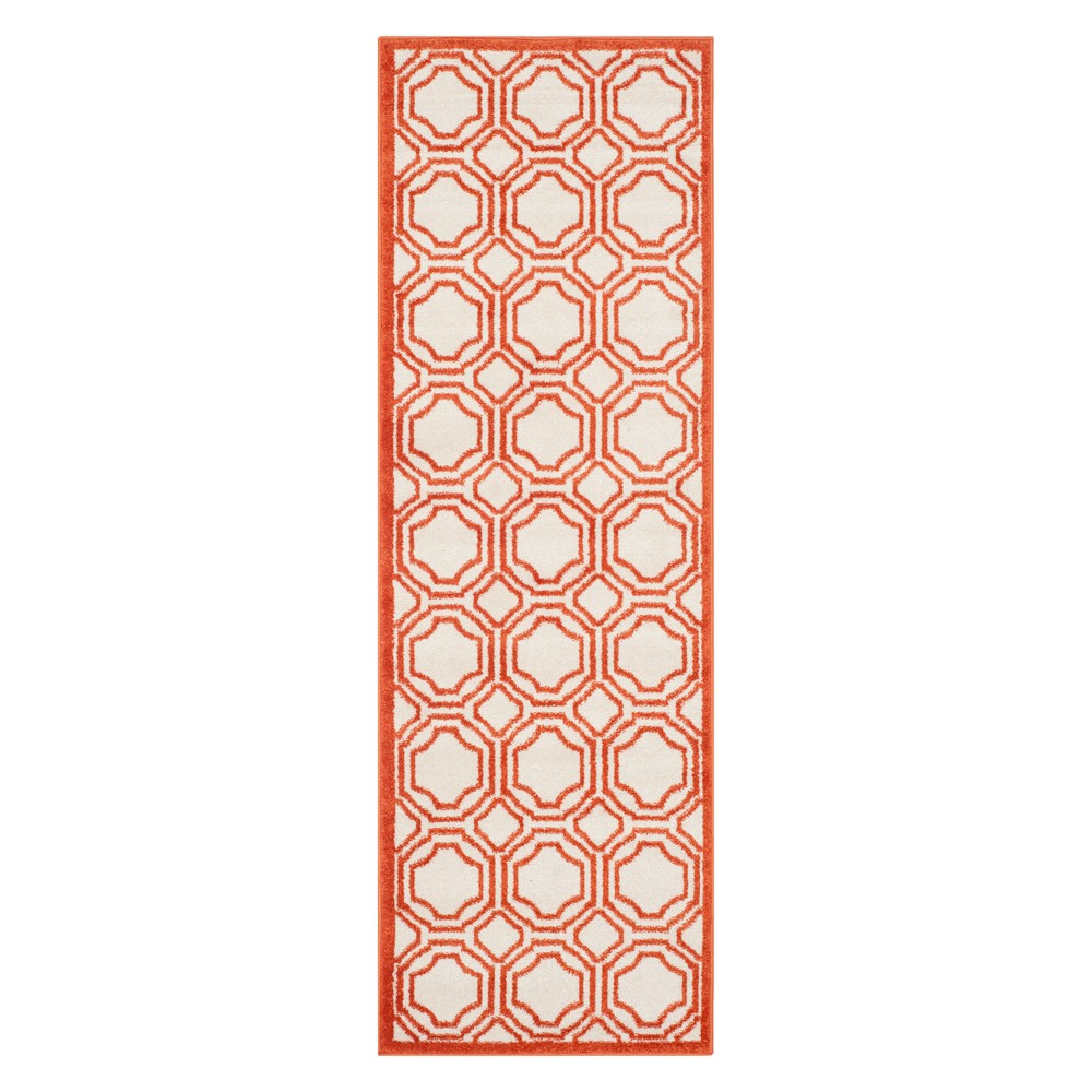 2'3inX9' Amala Patio Runner - Orange/Ivory - Safavieh