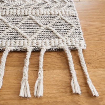 Natura Ivory and Black Hand-Tufted Wool Runner Rug
