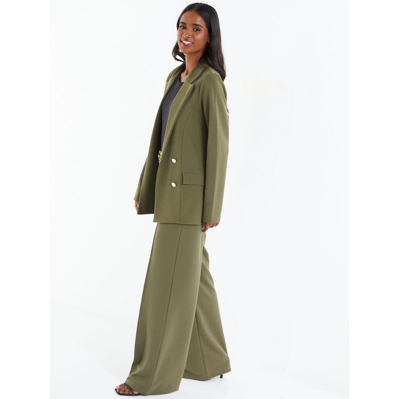 QUIZ Women's Olive Green Relaxed 4 Button Blazer, 3 of 4