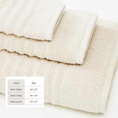 Soft Beige Combed Cotton Ribbed Kids Washcloth Set