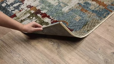 6.7x9.6 Blue and Beige Abstract Synthetic Area Rug