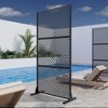 Double-Grid Weave Black Galvanized Steel Panel Screen | 183H x 120W x 40D cm - 2 of 3