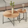 KIGFTSOD Radial Pattern Coffee, End Table, Waterproof MDF with PVC Cover, Distressed Cylindrical, Black Metal Legs, Classic Rustic - 3 of 4