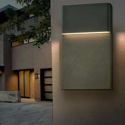 ALOADECOR Modern Simple Sqaure Integrated LED Outdoor Wall Sconce with Dusk to Dawn Sensor in Matte Black for Porch Patio (¨2 Pack)