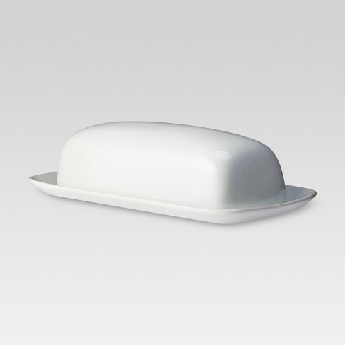 White Porcelain Covered Butter Dish + Reviews