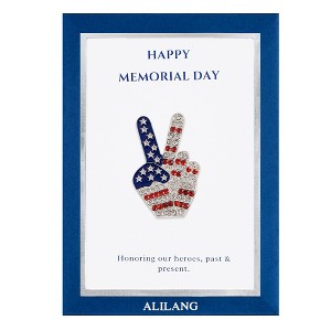 Anna-Kaci Flag Peace Sign Red White Blue Brooch Pin with Patriotic Gift Message Card & Envelope Jewelry Gifts - 1 of 4
