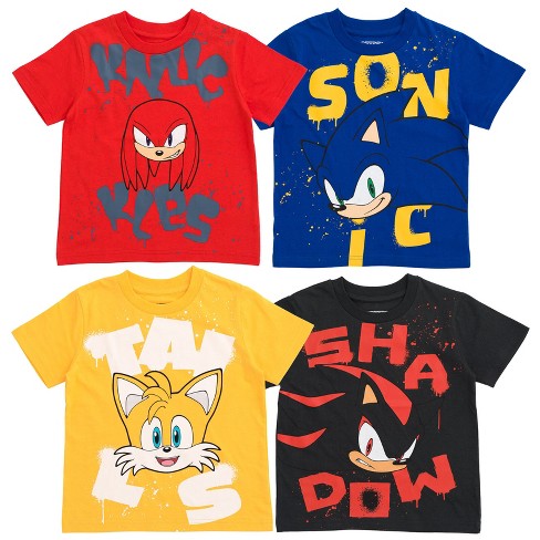 Sega Sonic The Hedgehog Tails Shadow Knuckles 4 Pack T-shirts