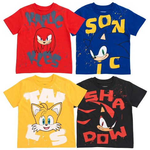 Sega Sonic The Hedgehog Tails Shadow Knuckles 4 Pack T-shirts Little Kid To  Big Kid : Target