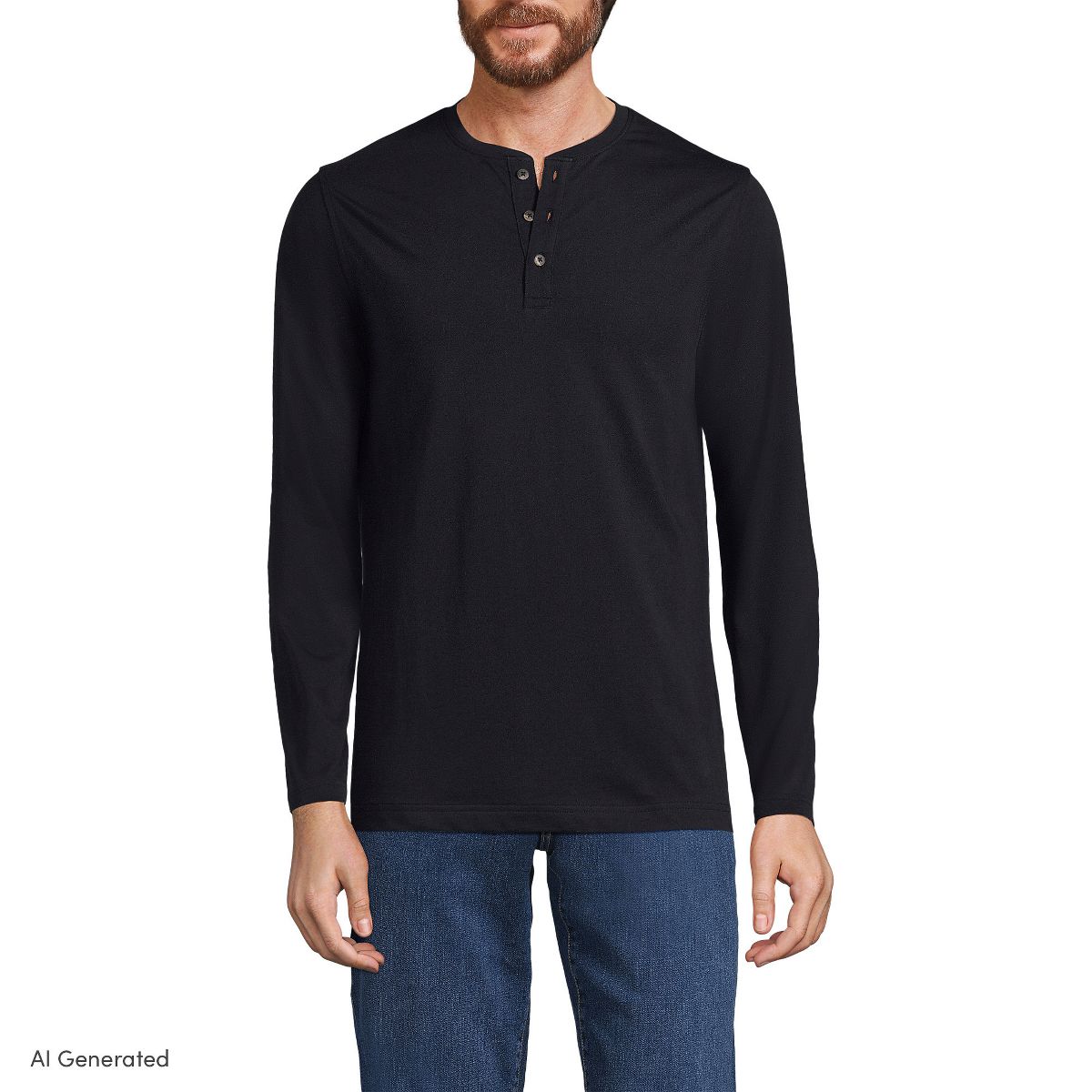 Lands' End Men's Long Sleeve Cotton Supima Henley