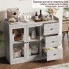 Sideboard Buffet Cabinet with Storage, 43" Coffee Bar Cabinet with Glass Doors and 3 Drawers, Cabinet with Adjustable Shelf for Kitchen, Dining Room - 2 of 4