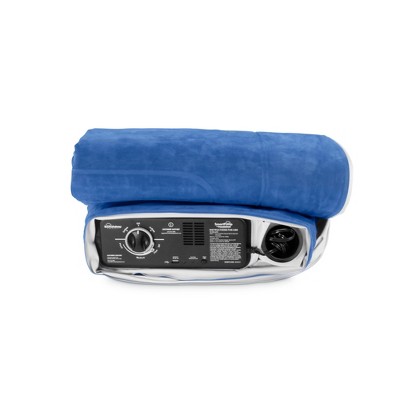 Full Size Blue and White Raised Air Mattress with Pump
