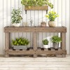 KIGFTSOD Vintage Fir Wood Entryway Table, 6 Reinforced Legs & 4.5" Thick Top with Metal Rivets & Under-Shelf, for Hallway Living Room - 3 of 4