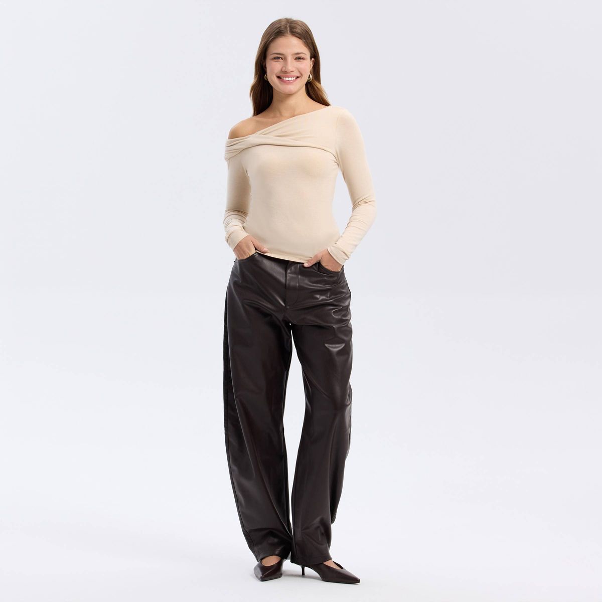 Women's Long Sleeve Asymmetrical Knit Top - A New Day™ - thumbnail 9