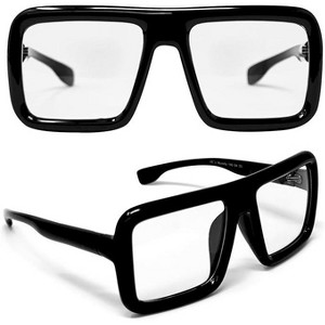 4E's Novelty Oversized Black Thick Frame Glasses Clear Lens – Non Prescription Square Fake Eyeglasses for Adults Men Women, Halloween Costume - 1 of 4