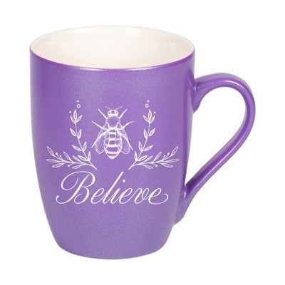 Elanze Designs Believe Passion Purple 10 ounce New Bone China Coffee Cup Mug