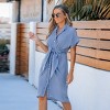 Women's Denim Collared Button Up Dolman Sleeve Midi Dress - Cupshe - image 4 of 4